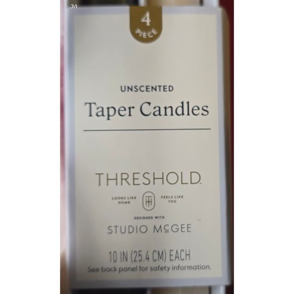 Taper Candles & Candleholder Bundle – 4pc Unscented Candles + 4pk Glass Holders - Picture 2 of 3